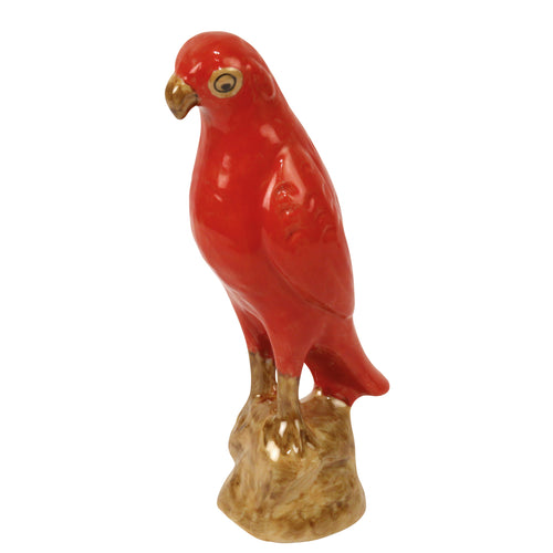 Parrot Figurine Red Porcelain