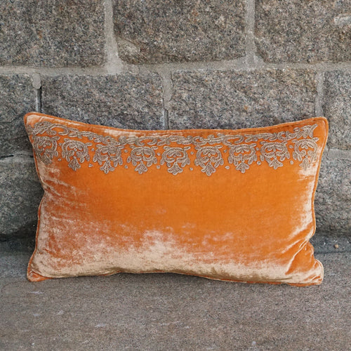 Cushion Deluxe Antiquity Embroidery Tangerine 30x50cm
