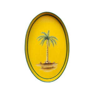 Metal Tray Oval Palm Yellow