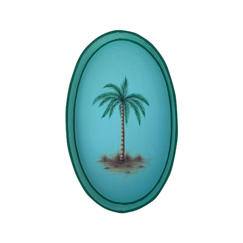 Metal Tray Oval Palm Turquoise