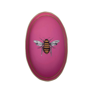 Metal Tray Oval Pink Bee