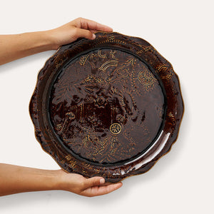 Round Serving Plate 34cm Coffee