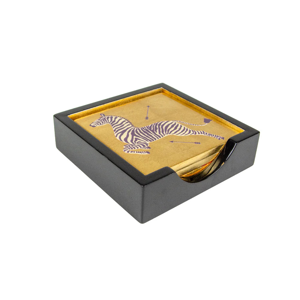 Drink Coaster, Laquer Zebras Gold