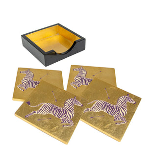 Drink Coaster, Laquer Zebras Gold