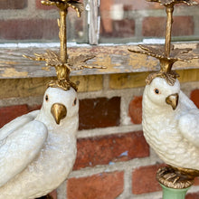 Ladda bild till bildvisaren Pair of Candleholder Parrots Brass/Green