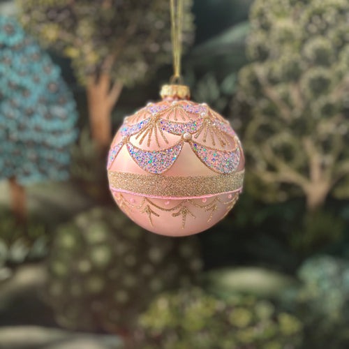 Glass Ball Pink Gold 10cm