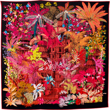 Ladda bild till bildvisaren Ull- och sidensjal - Tropical Temple Oublié, 140x140cm