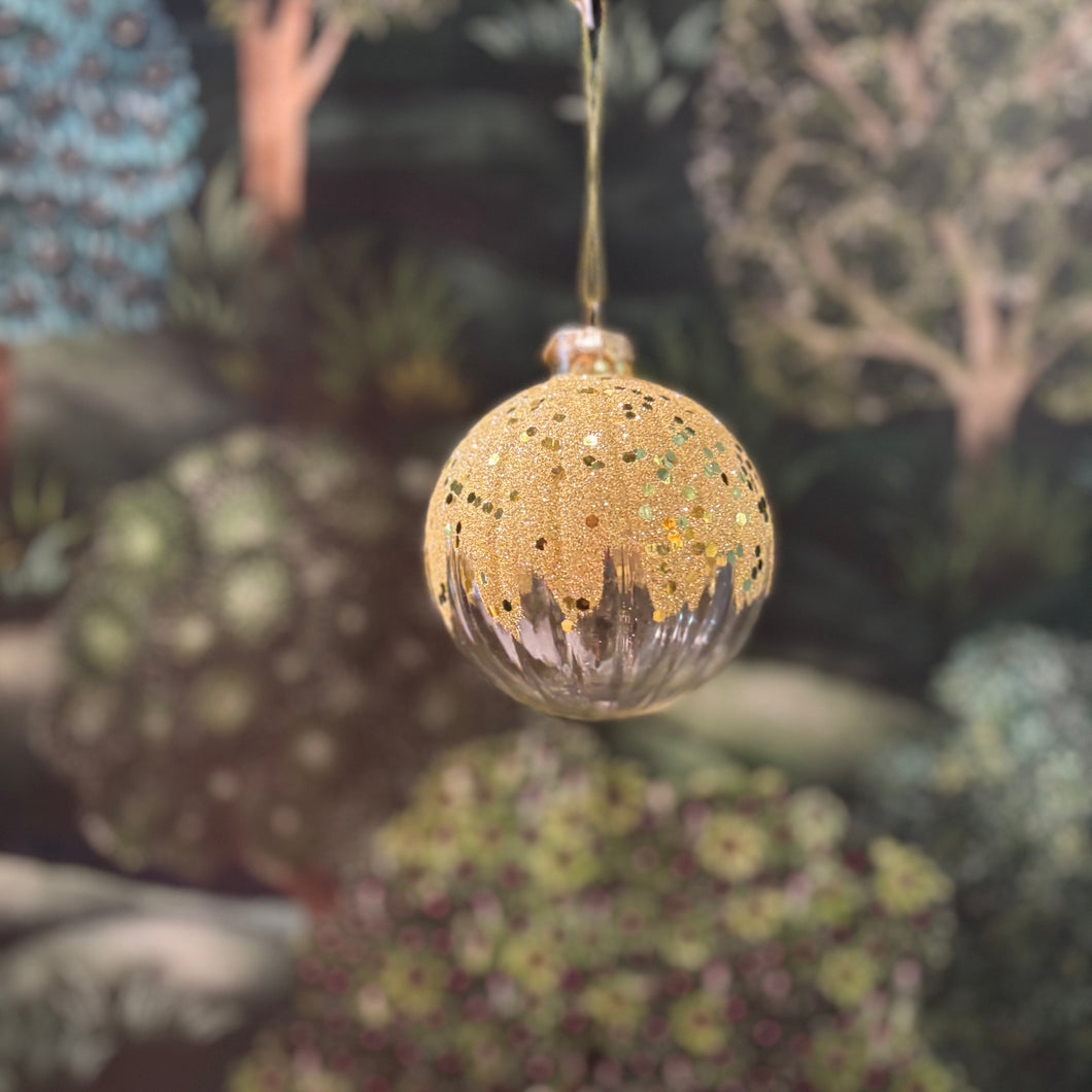 Glass Ball Gold/Clear 8cm