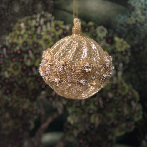 Antique Whirl Glass Ball Gold