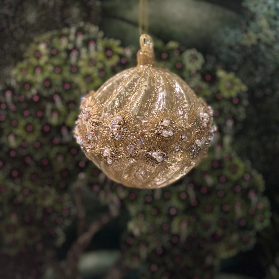 Antique Whirl Glass Ball Gold