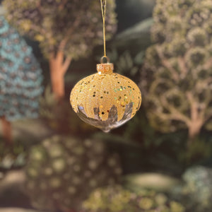 Glass Ball Gold/Clear 8cm