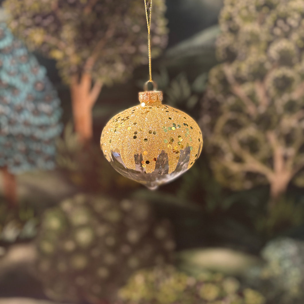 Glass Ball Gold/Clear 8cm