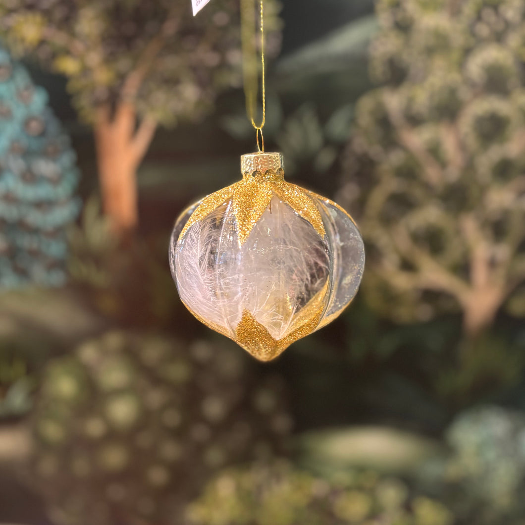 Glass Ornament w. Gold 8cm