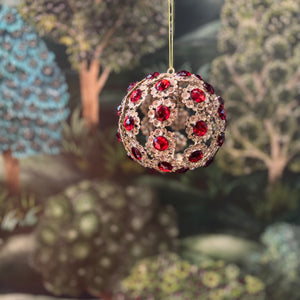 Glitter Ball w. Red Jewels 9cm