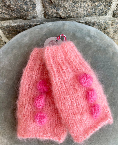 Mohair Wrist Warmers, E.L. Design - Pastel Pink W. Pink Details