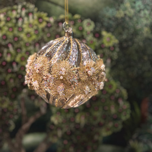 Antique Whirl Glass Ball Silver