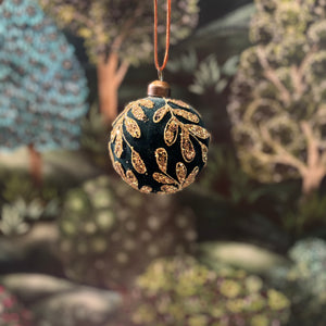 Glass Ball Green Velvet 8cm