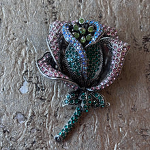 Ladda bild till bildvisaren Brosch Vintage Strass Peacock