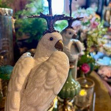 Ladda bild till bildvisaren Pair of Candleholder Parrots Brass/Green