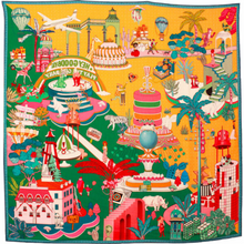 Ladda bild till bildvisaren Ull- och sidensjal - Crazy Cakes Green, 140x140cm