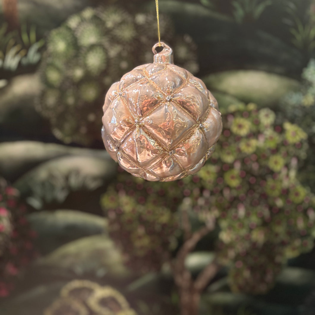 Shiny Harlequin Rosé Glass Ball
