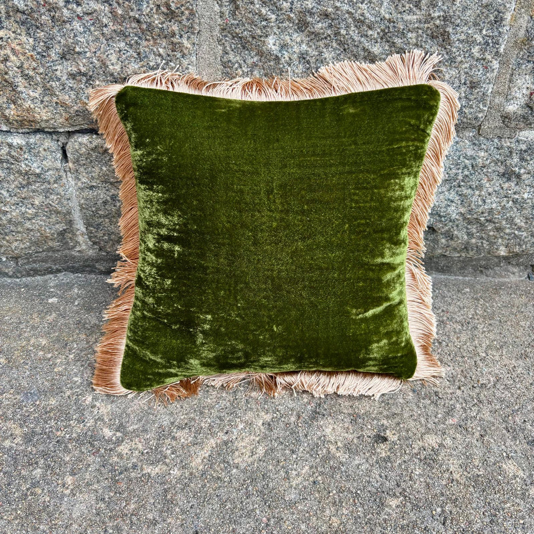 Cushion Deluxe Grass Green Beige Fr 27x27cm