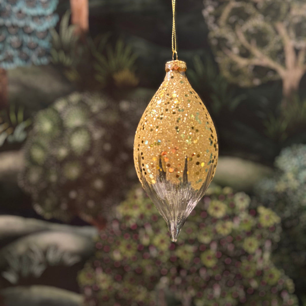 Glass Ball Gold/Clear 8cm