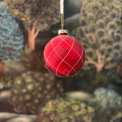 Glass Ball Red Gold 10cm