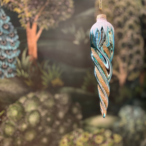 Glass Twist Icicle Blue 17cm