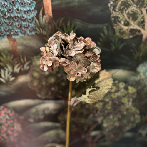 Hydrangea Flower Green/Gold 49cm