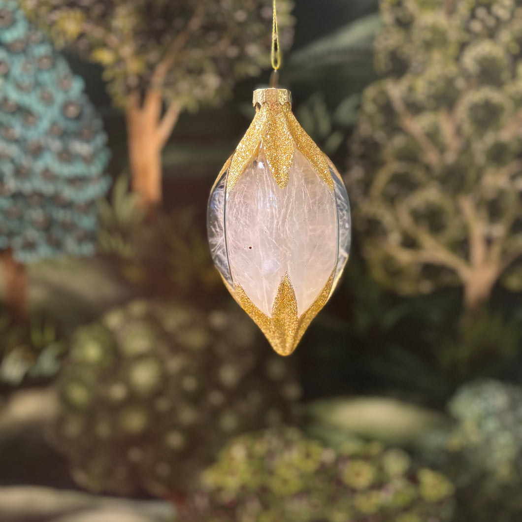 Glass Ornament w. Gold 8cm