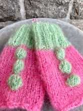 Ladda bild till bildvisaren Mohair Wrist Warmers, E.L. Design -  Pink W. Green Details