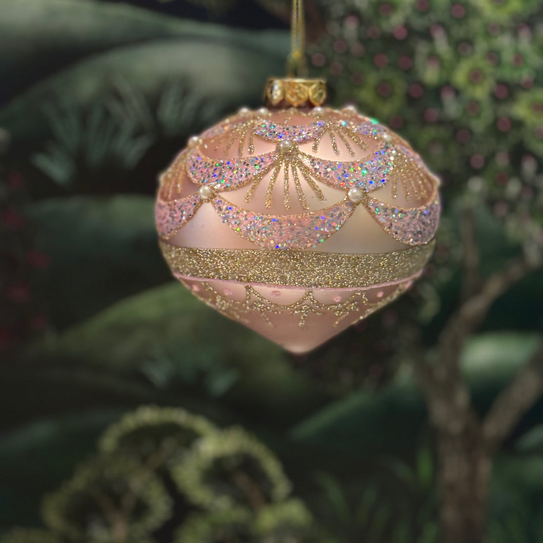 Onion Glass Ball Pink Gold 10cm