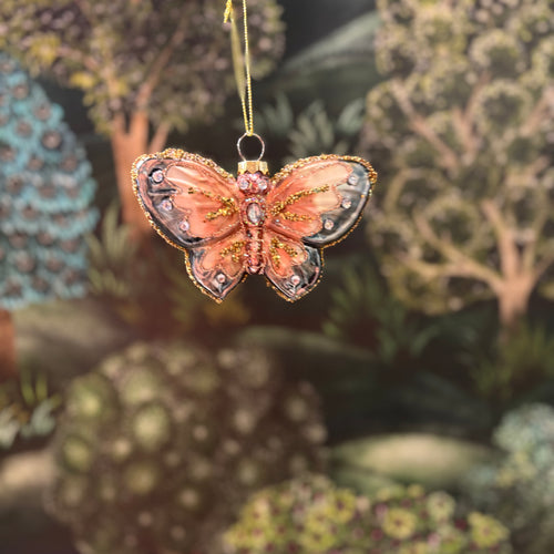 Glass Butterfly Pink/Blue 10cm