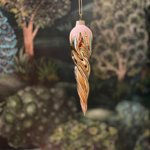 Glass Twist Icicle Gold 17cm