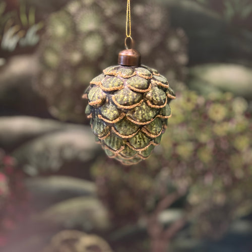 Glass Cone Antique Green 9cm