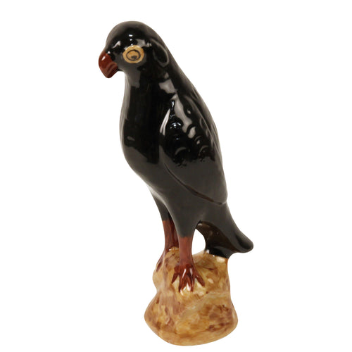 Parrot Figurine Black Porcelain