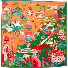 Ladda bild till bildvisaren Ull- och sidensjal - Crazy Cakes Green, 140x140cm