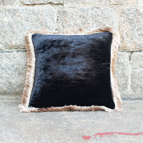 Cushion Deluxe Black Natural Fr 27x27cm
