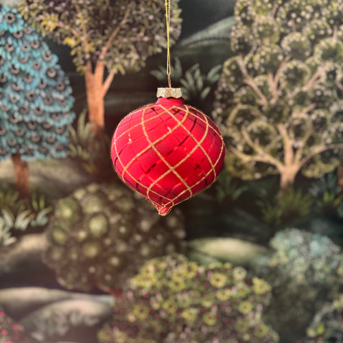 Onion Glass Ball Red Gold 10cm