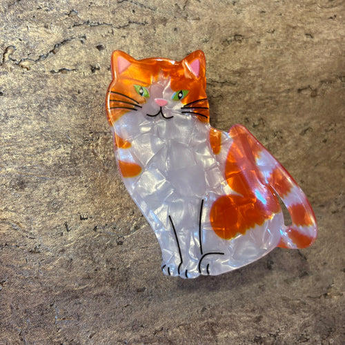 Hårklämma Paris Vit/Orange Katt