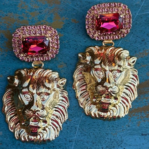 Earring Royal Lioness Rasberry & Blush Rose