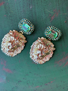 Earring Royal Lioness Peridot & Emerald