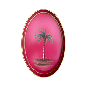 Metal Tray Oval Palm Pink