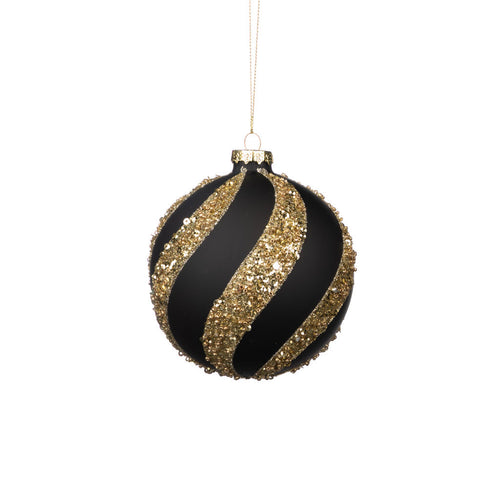 Gold Stripe Black Glass Ball