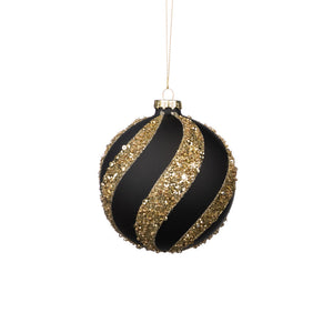 Gold Stripe Black Glass Ball