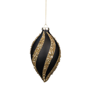 Gold Stripe Black Glass Droplet