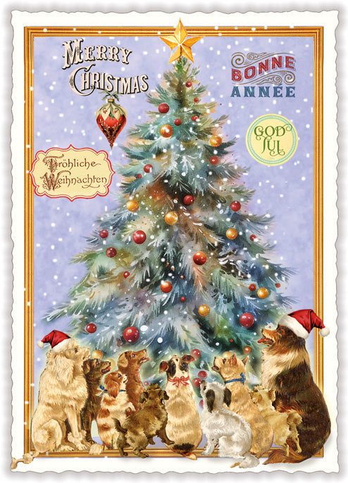 Dogs around the Christmas Tree