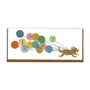 Dog Running With Ballons Card