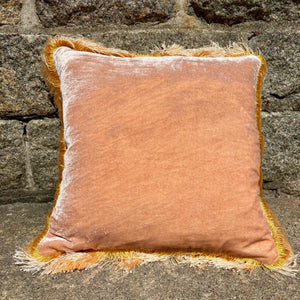 Cushion Deluxe Pink Quartz Multi Fringe 35x35cm